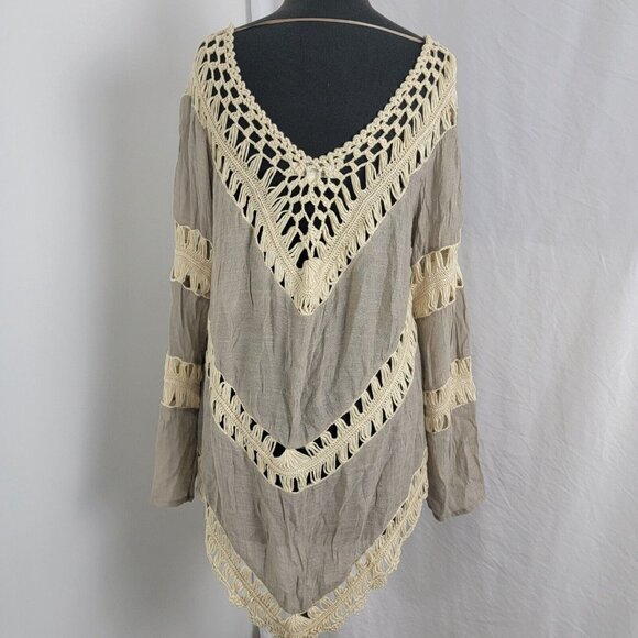Umgee Women's Shirt Boho Embroidered Size XL Sheer cotton polyester blend long - Picture 4 of 9